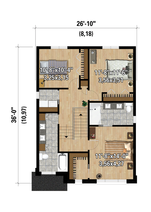 House Blueprint - Contemporary Floor Plan - Upper Floor Plan #25-4873