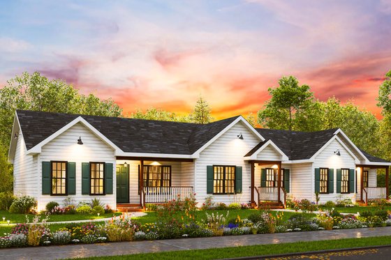 Exterior - Front Elevation 3 for Craftsman House Plan #54-625 - 6 bed, 3 bath