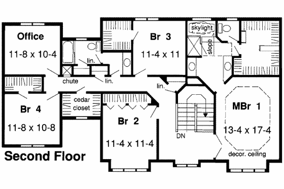 Floor Plan - Upper Floor for European House Plan #312-125 - 5 bed, 2.5 bath