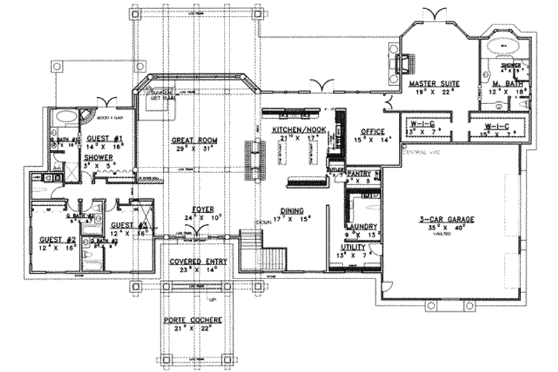 Dream House Plan - Floor Plan - Main Floor for Craftsman House Plan #117-373 - 4 bed, 4 bath