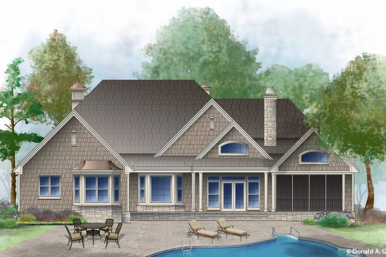 Exterior - Rear Elevation 1 for European House Plan #929-25 - 4 bed, 3 bath