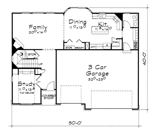 Architectural House Design - Craftsman Floor Plan - Main Floor Plan #20-2114