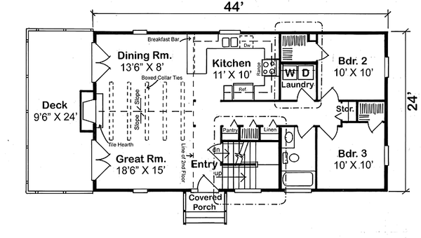 Main level floor plan - 2200 square foot traditional home