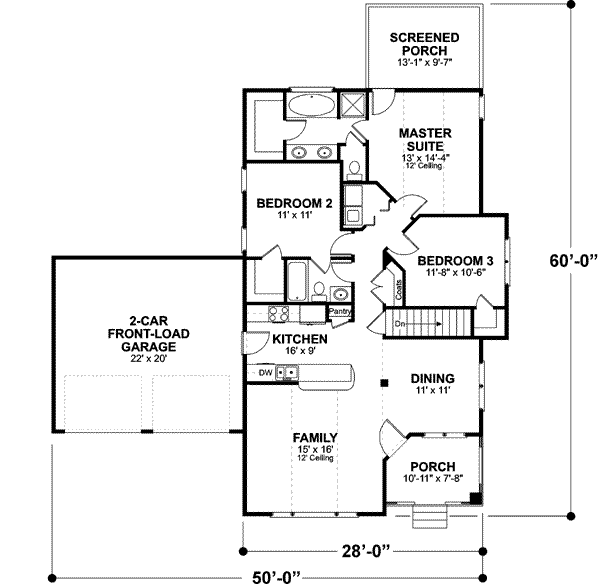 Home Plan - Southern Floor Plan - Main Floor Plan #56-231