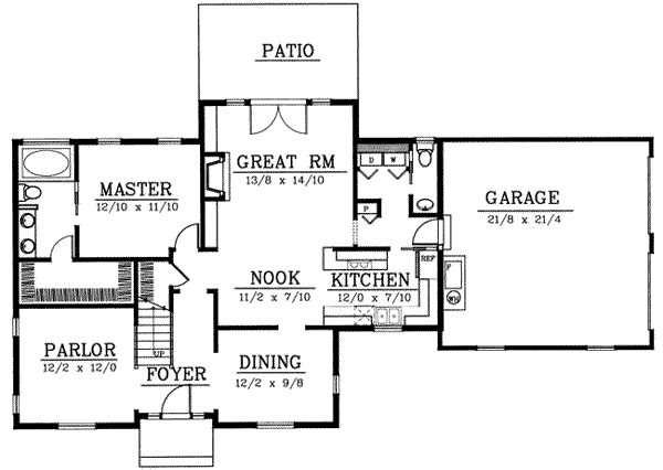 Colonial Floor Plan - Main Floor Plan #101-203