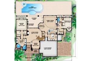 Floor Plan - Main Floor for Mediterranean House Plan #27-428 - 5 bed, 5 bath