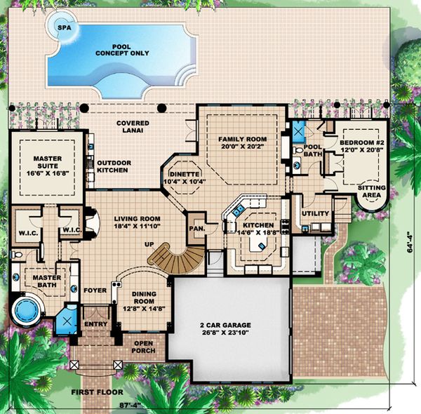 Mediterranean Floor Plan - Main Floor Plan #27-428