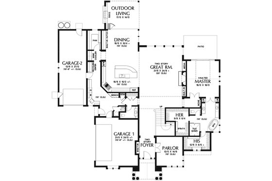 Floor Plan - Main Floor for Craftsman House Plan #48-973 - 4 bed, 4.5 bath