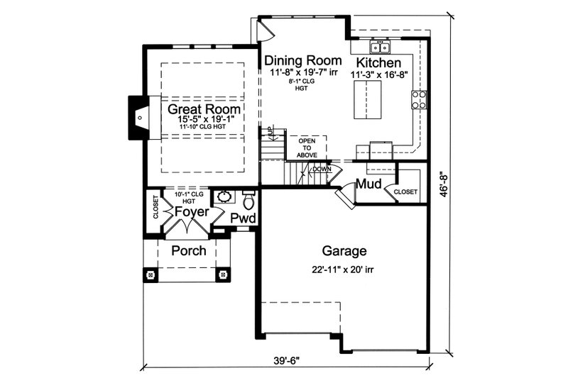 Architectural House Design - Floor Plan - Main Floor for Contemporary House Plan #46-893 - 3 bed, 2.5 bath