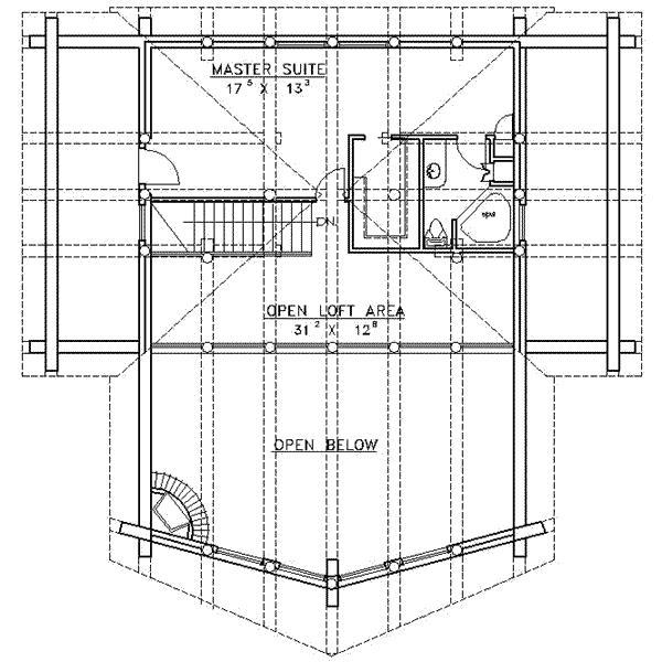 Log Floor Plan - Upper Floor Plan #117-103
