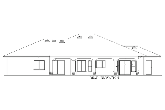 Exterior - Rear Elevation for Adobe / Southwestern House Plan #1-856 - 5 bed, 3.5 bath