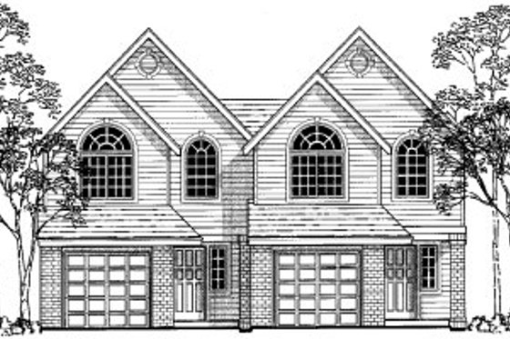 Exterior - Front Elevation for European House Plan #303-356 - 2 bed, 2.5 bath