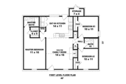 Ranch Style House Plan - 3 Beds 2 Baths 1138 Sq/Ft Plan #81-13859 