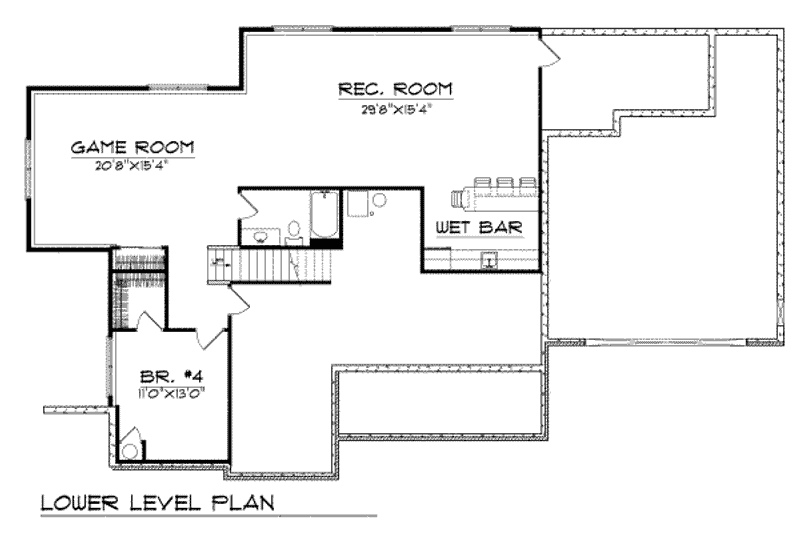 Home Plan - Floor Plan - Lower Floor for Traditional House Plan #70-286 - 3 bed, 2.5 bath