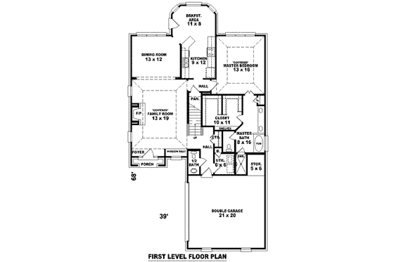 Floor Plan - Main Floor for European House Plan #81-778 - 3 bed, 2.5 bath
