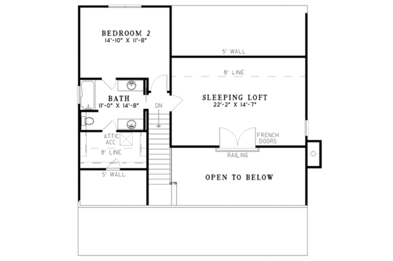 Floor Plan - Upper Floor for Country House Plan #17-523 - 2 bed, 2 bath