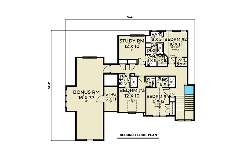 Dream House Plan - Floor Plan - Upper Floor for Farmhouse House Plan #1070-209 - 4 bed, 4 bath