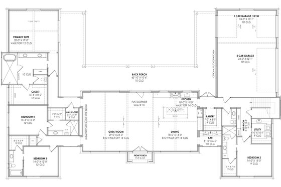 Floor Plan - Main Floor for Modern House Plan #1096-24 - 4 bed, 4.5 bath