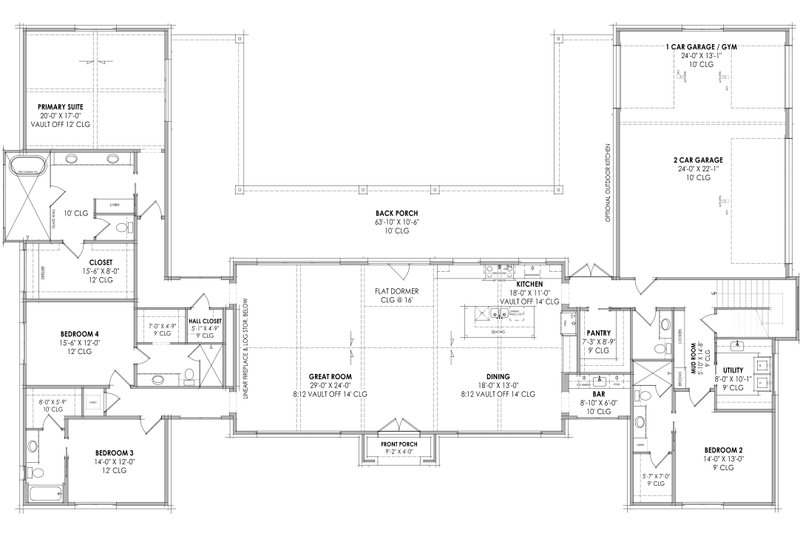 House Plan Design - Floor Plan - Main Floor for Modern House Plan #1096-24 - 4 bed, 4.5 bath