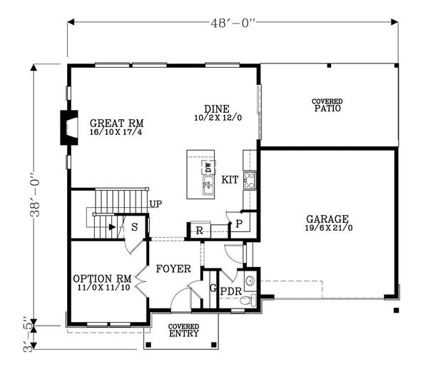 Craftsman Floor Plan - Main Floor Plan #53-544