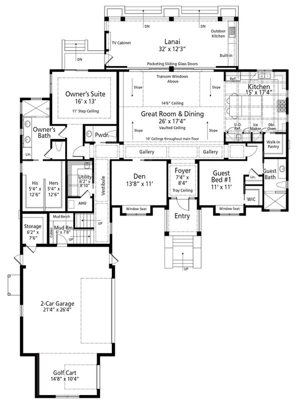 Cottage Floor Plan - Main Floor Plan #938-107
