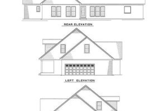 Exterior - Rear Elevation for Southern House Plan #17-214 - 4 bed, 3 bath