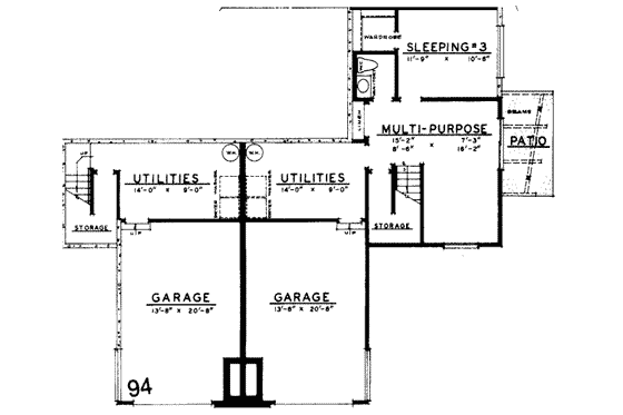 Floor Plan - Lower Floor House Plan #303-262 - 3 bed, 1.5 bath