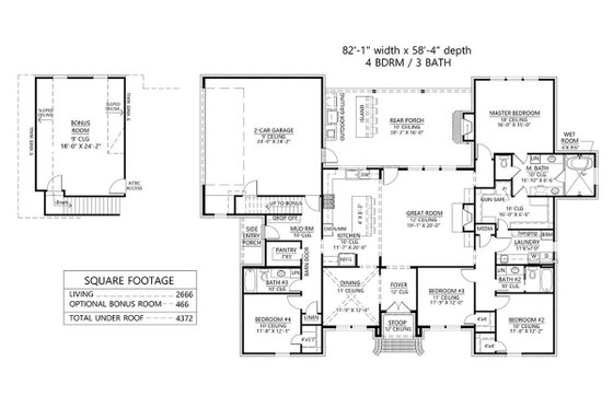 Floor Plan - Main Floor for Country House Plan #1074-46 - 4 bed, 3 bath