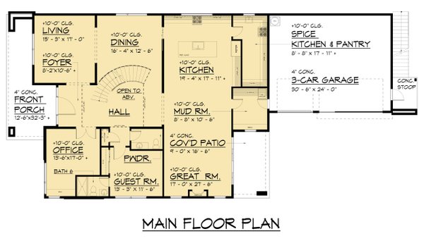 House Blueprint - Contemporary Floor Plan - Main Floor Plan #1066-291