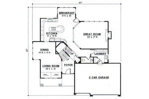 Floor Plan - Main Floor for Traditional House Plan #67-579 - 4 bed, 3.5 bath