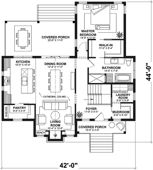 Home Plan - Bungalow Floor Plan - Main Floor Plan #23-2784