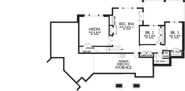 Home Plan - Craftsman Floor Plan - Lower Floor Plan #48-652