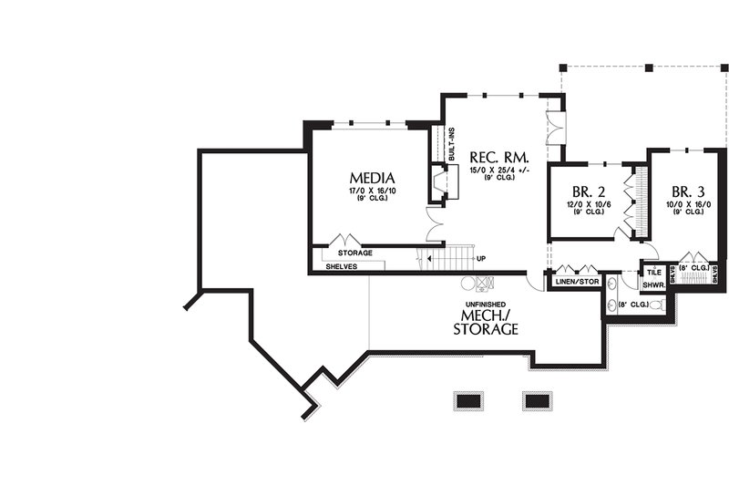 Architectural House Design - Floor Plan - Lower Floor for Craftsman House Plan #48-652 - 3 bed, 2.5 bath