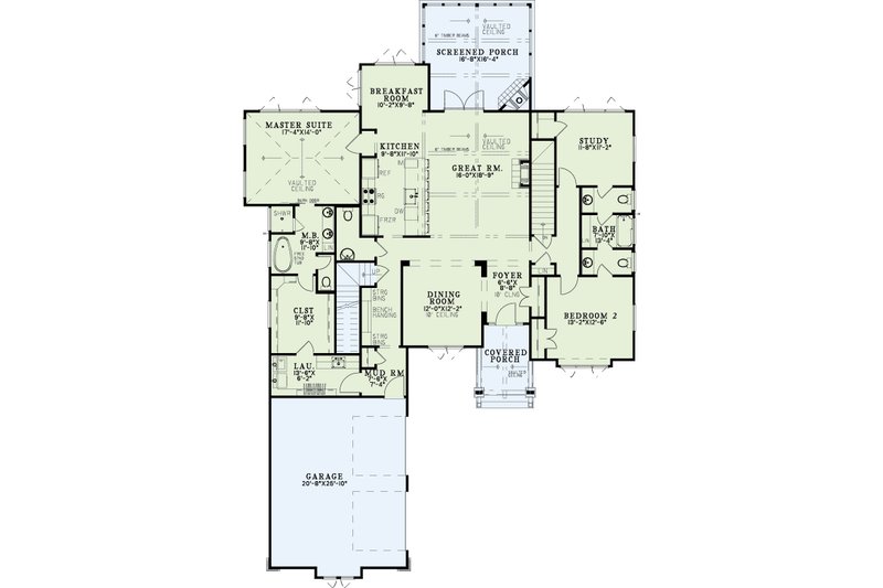 Architectural House Design - Floor Plan - Main Floor for Craftsman House Plan #923-342 - 4 bed, 3.5 bath