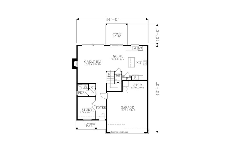 House Design - Floor Plan - Main Floor for Craftsman House Plan #53-707 - 5 bed, 2.5 bath