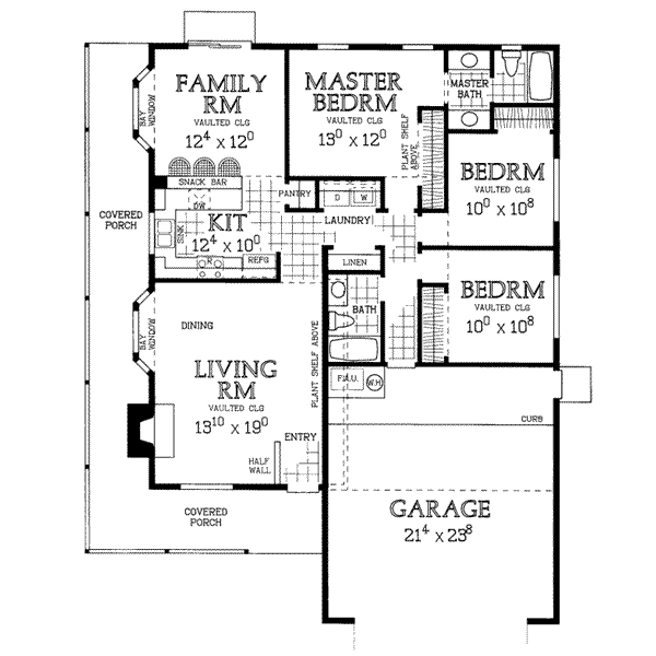 House Plan Design - Farmhouse Floor Plan - Main Floor Plan #72-105
