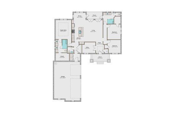 Floor Plan - Main Floor for Craftsman House Plan #461-43 - 3 bed, 2.5 bath