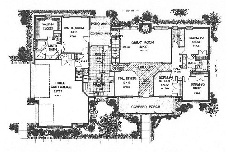 House Blueprint - Floor Plan - Main Floor for Country House Plan #310-622 - 4 bed, 2.5 bath