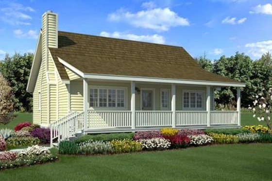 Exterior - Front Elevation for Country House Plan #312-531 - 3 bed, 2 bath