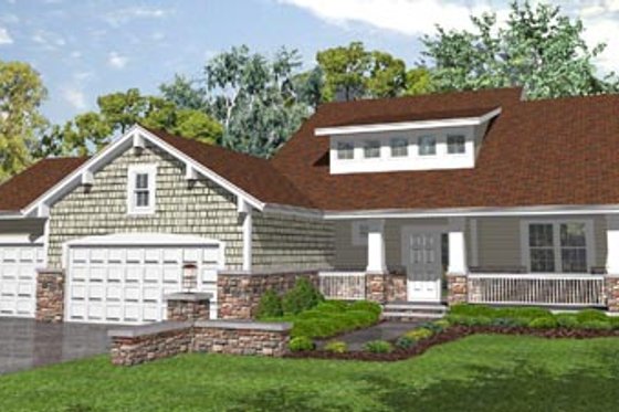 Exterior - Front Elevation for Bungalow House Plan #50-127 - 3 bed, 2.5 bath