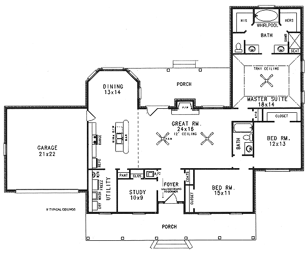 House Design - Mediterranean Floor Plan - Main Floor Plan #14-111