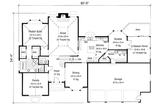 Floor Plan - Main Floor for Traditional House Plan #51-157 - 4 bed, 2.5 bath