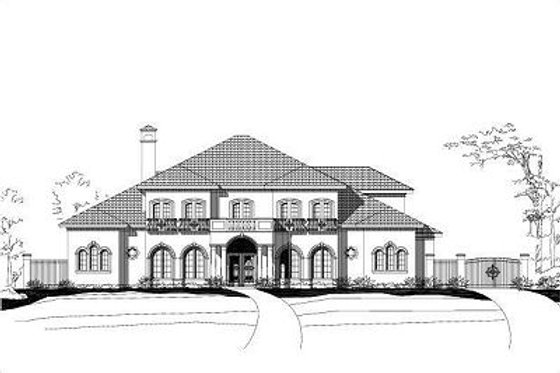 Exterior - Front Elevation for European House Plan #411-542 - 5 bed, 4.5 bath