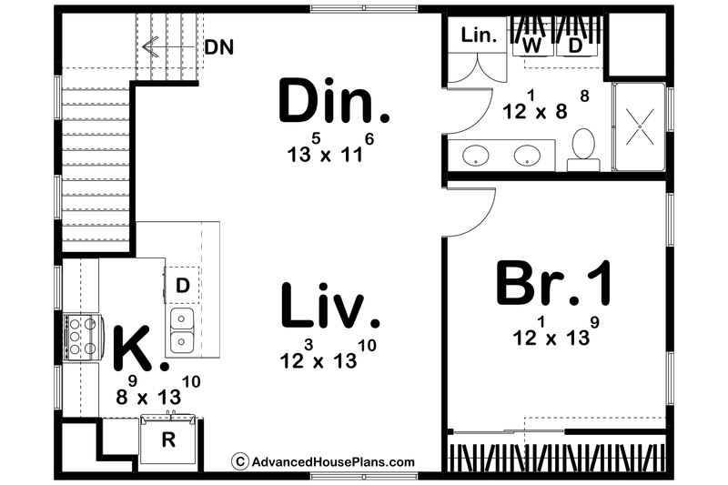 Architectural House Design - Floor Plan - Upper Floor for Barndominium House Plan #455-501 - 1 bed, 1 bath