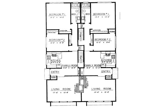 Floor Plan - Main Floor for Ranch House Plan #303-232 - 2 bed, 1 bath