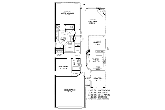 Floor Plan - Main Floor for European House Plan #424-140 - 3 bed, 3 bath