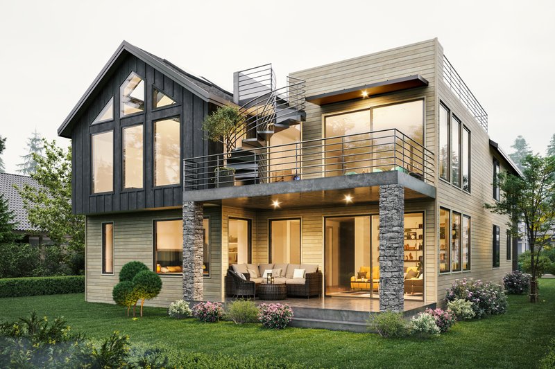 House Design - Exterior - Rear Elevation for Farmhouse House Plan #1066-280 - 4 bed, 4 bath