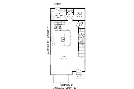 Floor Plan - Main Floor for Contemporary House Plan #932-243 - 3 bed, 3 bath