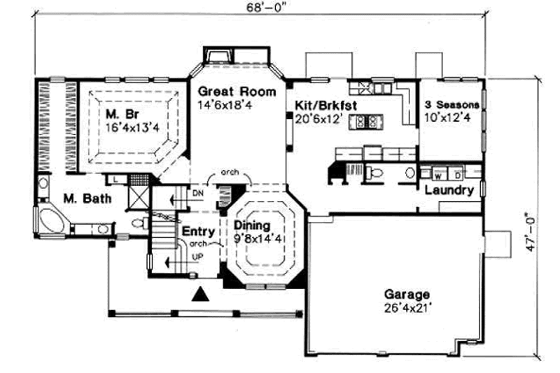 Dream House Plan - Floor Plan - Main Floor for Traditional House Plan #50-199 - 3 bed, 2.5 bath