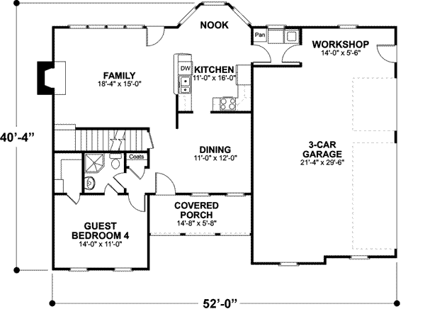 Southern Floor Plan - Main Floor Plan #56-237